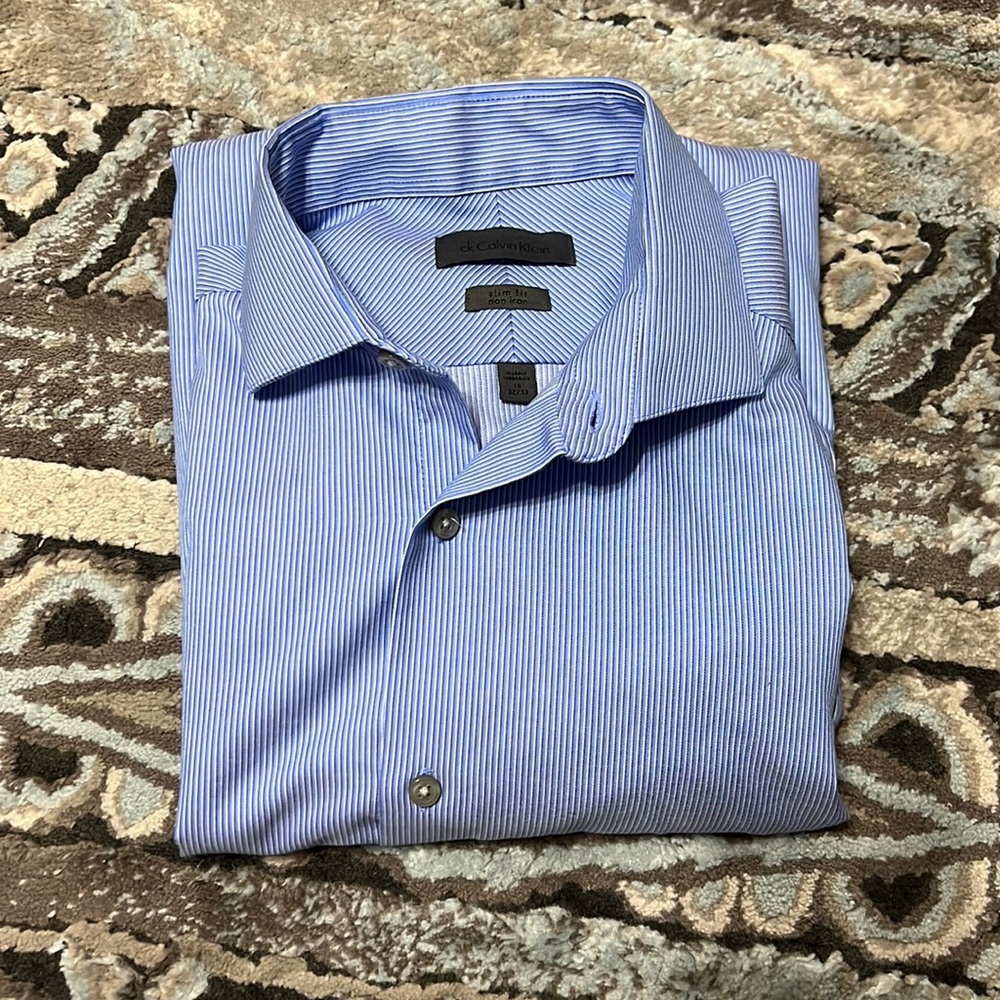 Calvin Klein Slim Fit Button Down Dress Shirt, 15